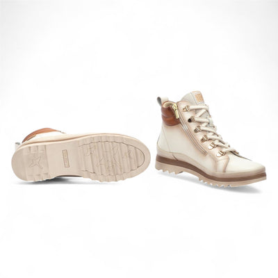Pikolinos Women’s Nata White Leather Ankle Trainers Boots - Vigo