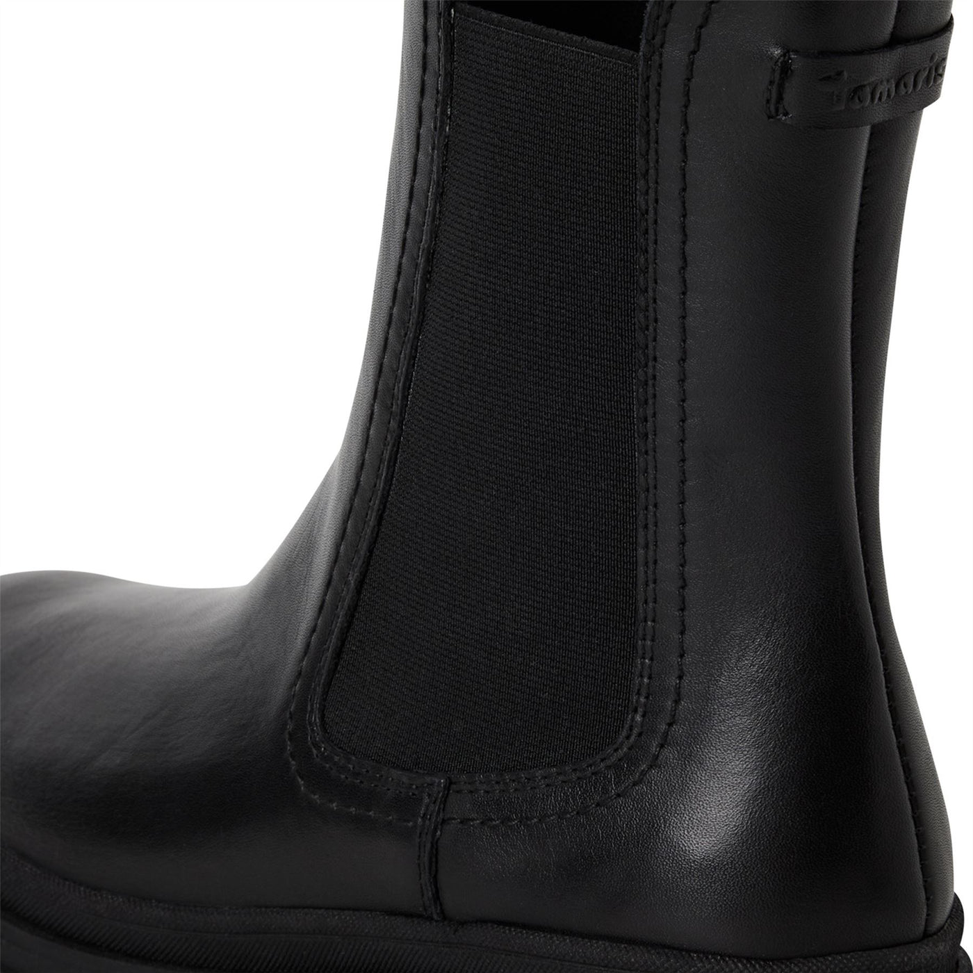 Tamaris Womens Black Leather Classic High Pull-On Chelsea Ankle Boots