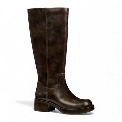 Windsorsmith Womens Espresso Brown Faux Leather Knee-High Riding Boots - Technique
