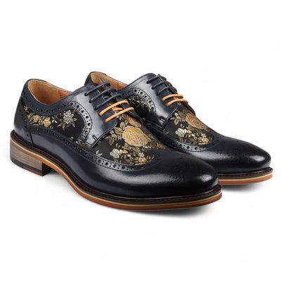 Justin Reess Men's Leather Floral Brogue Shoes - Ross