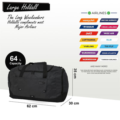 Extra Large Duffel Weekend Holdall Carry-On Cabin Bag Gym Sports Travel Bag