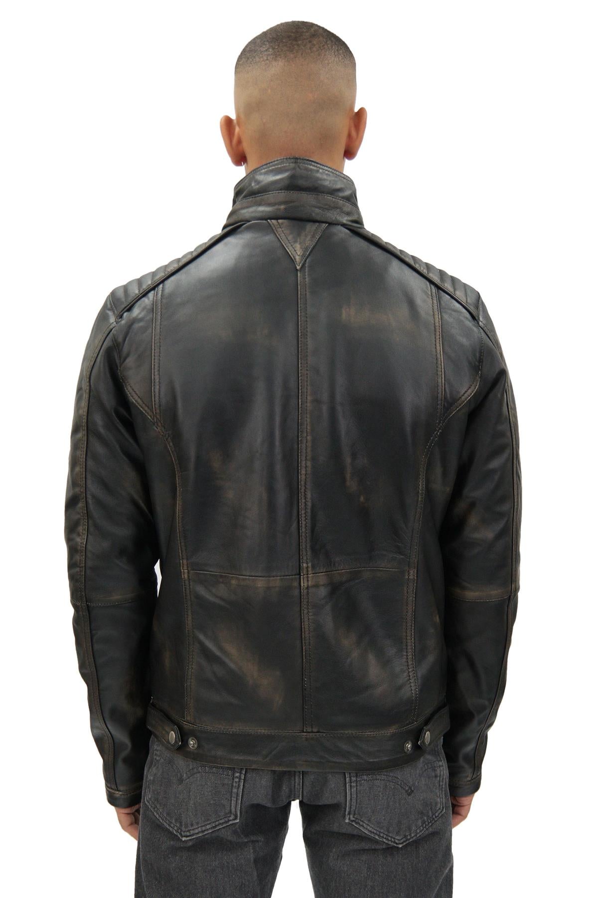 Men's Vintage Leather Biker Jacket-Cape Town