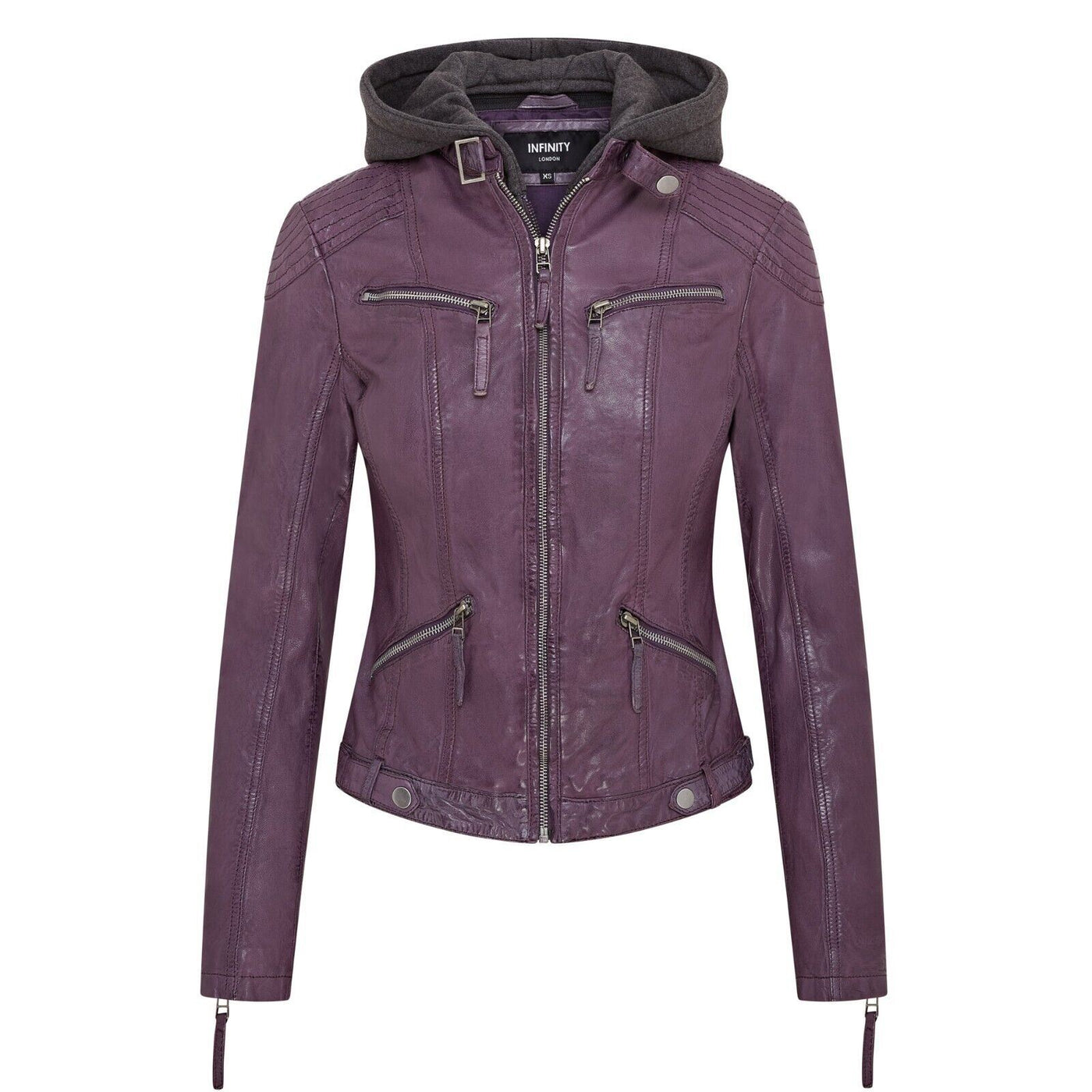 Womens Hooded Classic Biker Jacket - Brazzaville