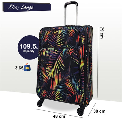Lightweight Print Suitcases 8 Wheel Luggage Travel Soft Bags Set