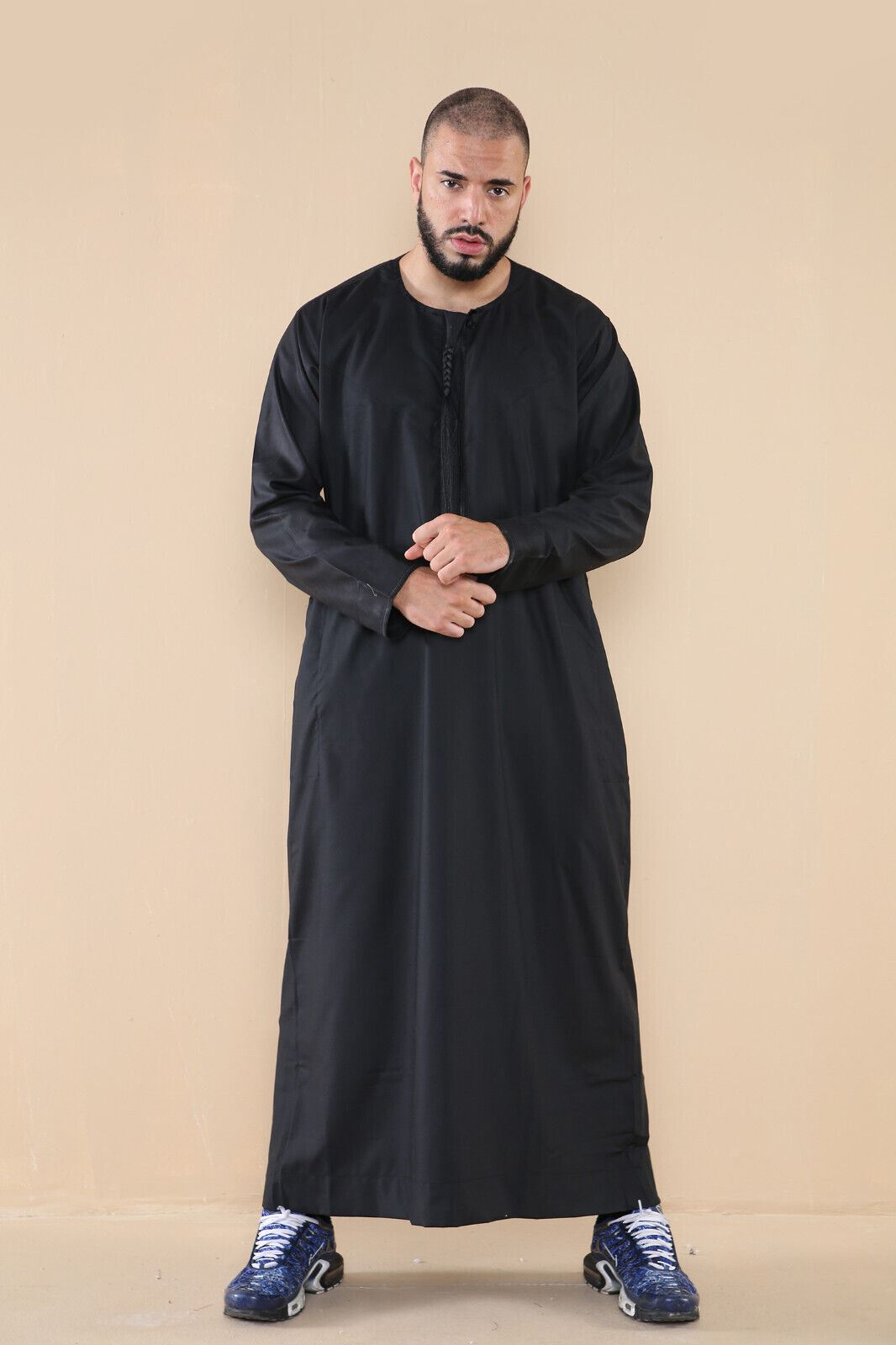 Mens Thobe Jubba Saudi Islamic Arab Eid Emirati Kaftan Jubbah Tassel Robe