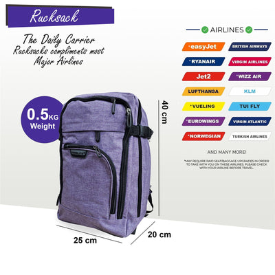 Backpack Rucksack 40x20 x25 cm Underseat Travel Cabin Bag for Easy Jet, Ryanair