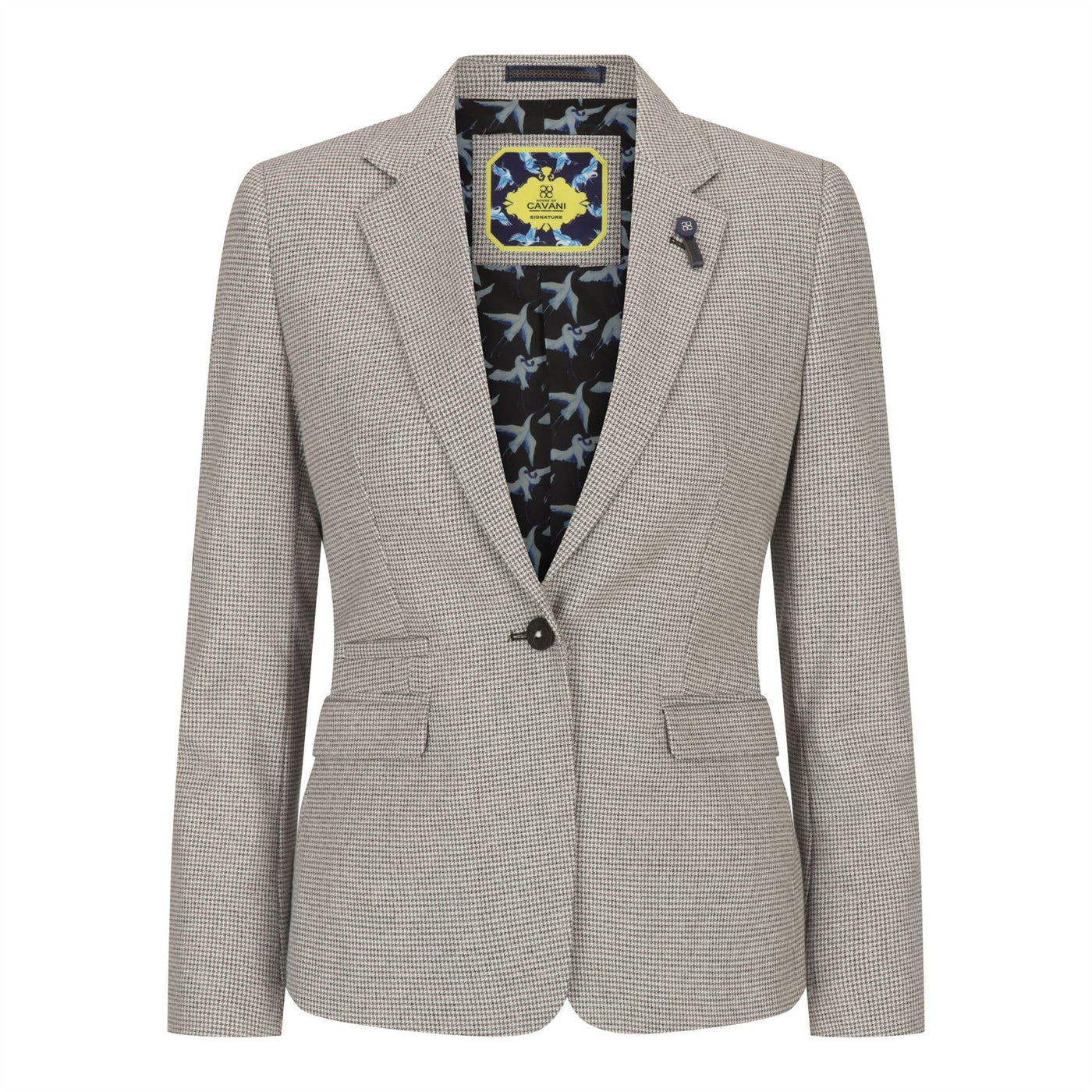 Women's Beige Tweed Tailored Fit Wool Blend Blazer