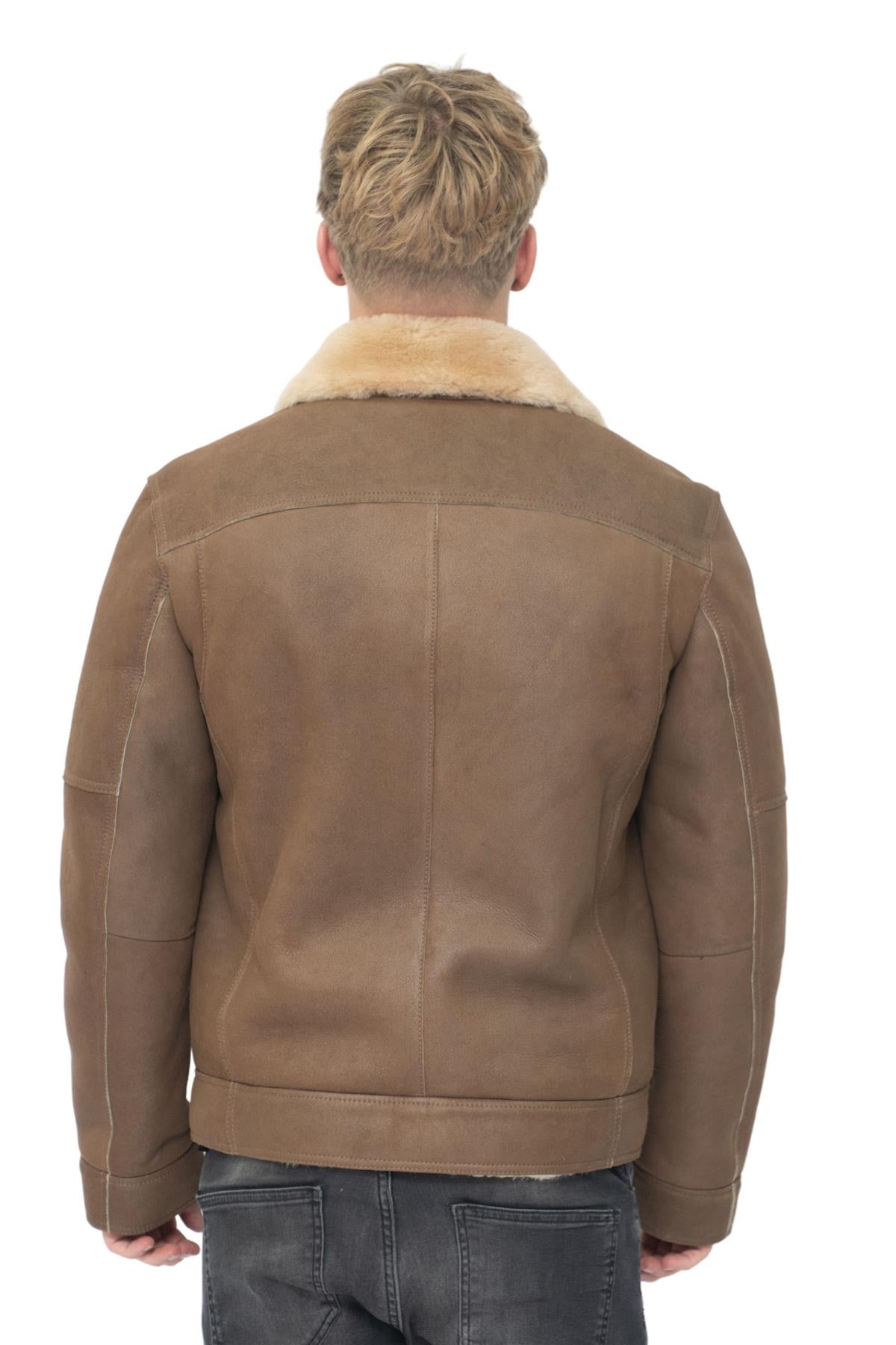 Mens Sheepskin Leather Biker Jacket-Horwich