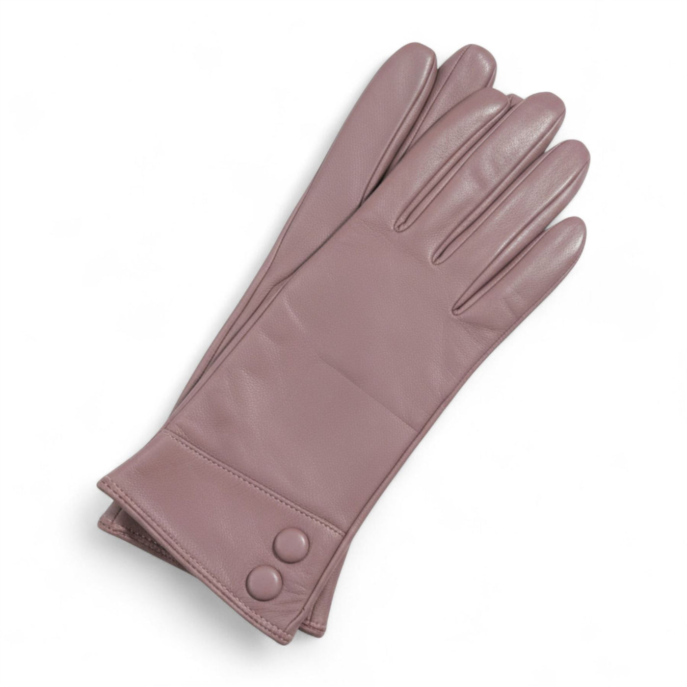 Womens Italian Leather Winter Button Design Soft Wool Lining Gloves - L-GLV-501