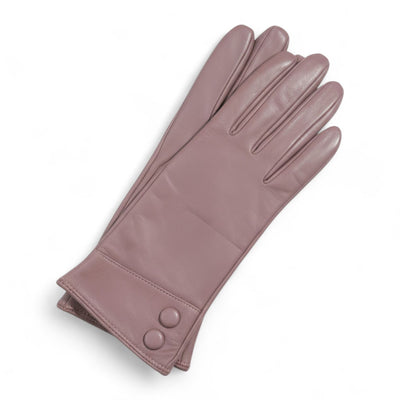 Womens Italian Leather Winter Button Design Soft Wool Lining Gloves - L-GLV-501