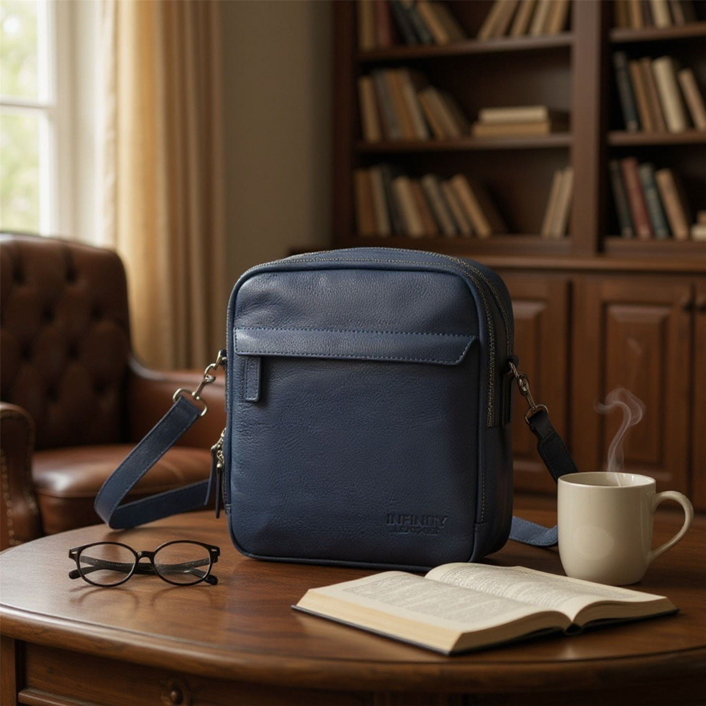 Genuine Leather Vintage Messenger Crossbody Travel Bag - Hawthrone