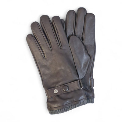 Men’s Italian Leather Warm Wool Lining Winter Knit Rib Gloves - M-LGV-105