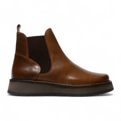 Fly London Womens Camel Brown RAWI131 Chelsea Leather Ankle Pull-On Classic Comfort Boots