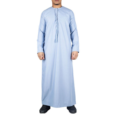 Men's Thobe Emirati Islamic Jubba Robe Eid Tassel Regular Fit