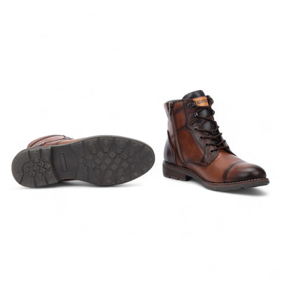 Pikolinos Men’s Cuero Brown Leather Zip & Lace Up Ankle Boots - York