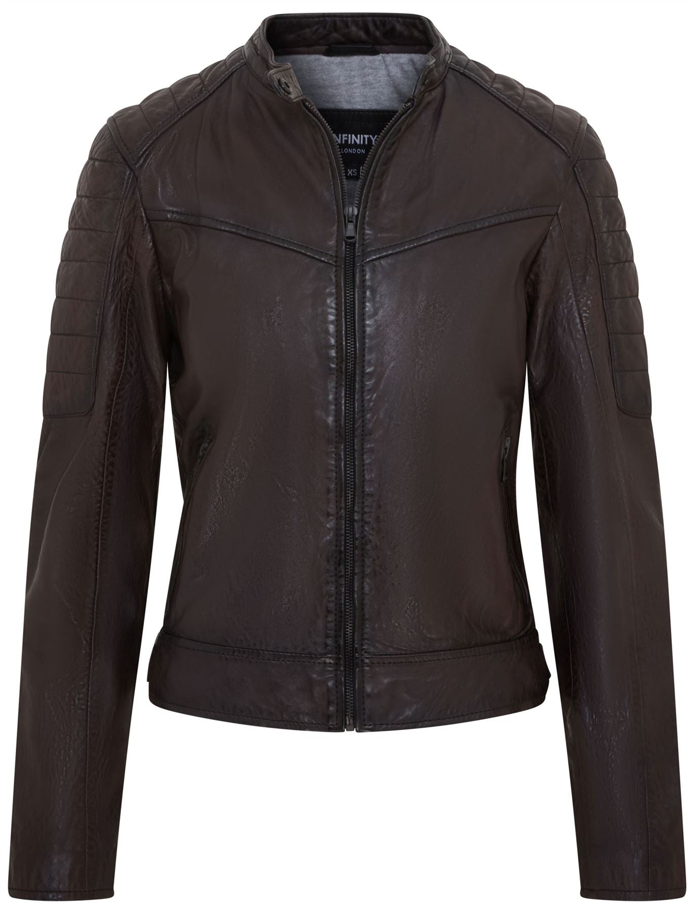 Womens Retro Quilted Leather Biker Jacket - Horten