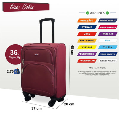 Expandable Soft 8 Wheel Lightweight Suitcase Luggage Travel Bags Set