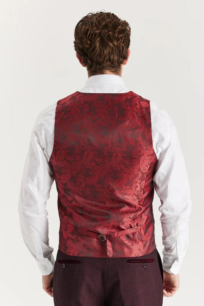 Men's Wine Suit Waistcoat Prince Of Wales Formal Waistcoat