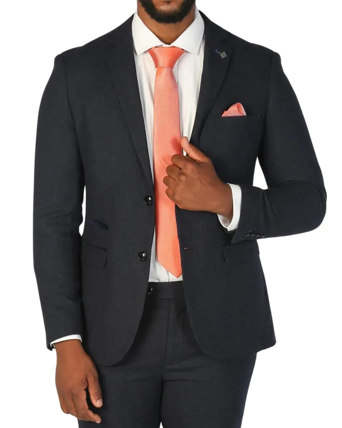 Men's Navy Blue Wool Blend Tweed Formal Blazer