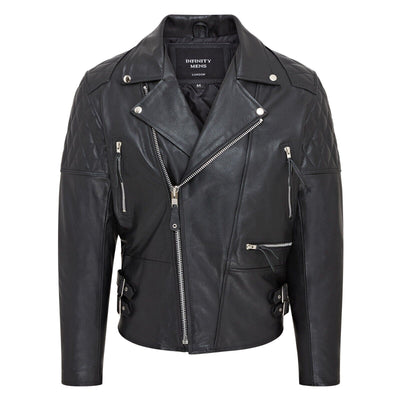 Mens Cowhide Leather Brando Biker Jacket - Garland