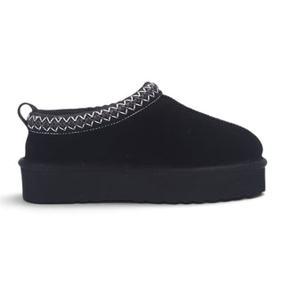 Women’s Black Genuine Sheepskin Real Fur Winter Platform Slippers - Polar
