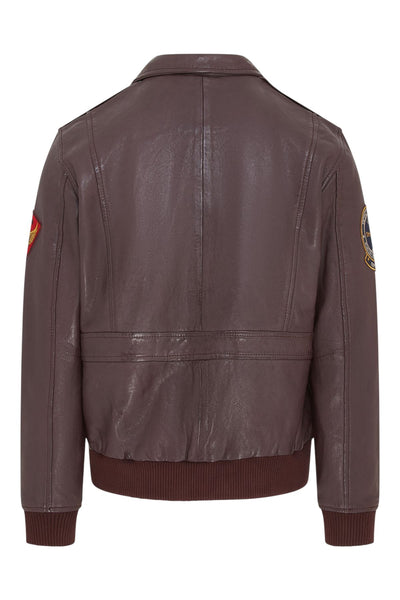 Men’s Leather Bomber G-1 Aviator Collar Jacket  - Maverick