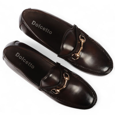 Men's Loafers with Gold Buckle Smart Slip-On Shoes