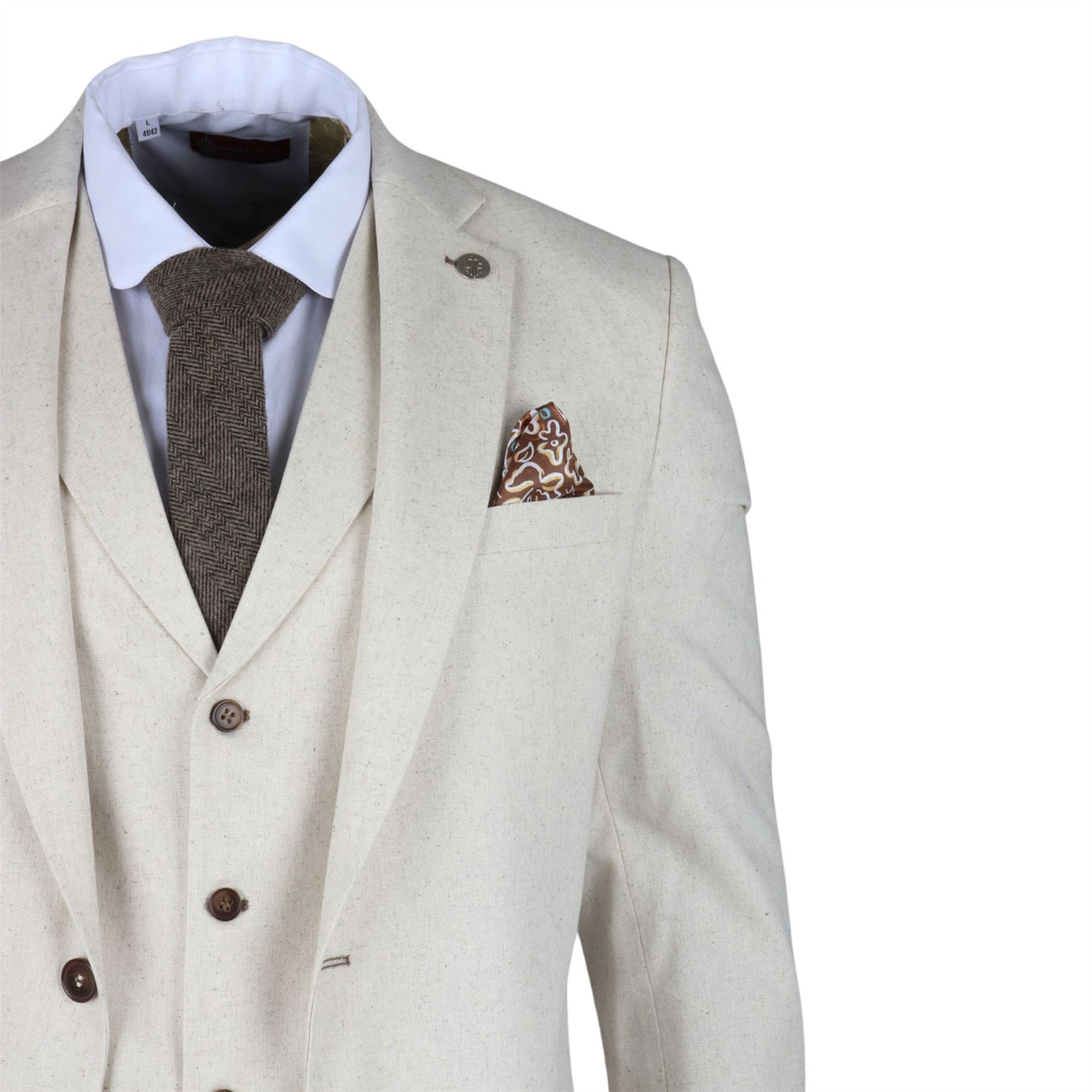 Men's Summer 2 Piece Suit Linen Formal Beige Waistcoat Trousers