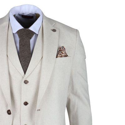 Men's Summer 2 Piece Suit Linen Formal Beige Waistcoat Trousers