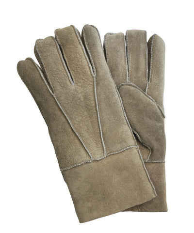 Unisex Sheepskin Suede Gloves with Roll Up/Down Cuff