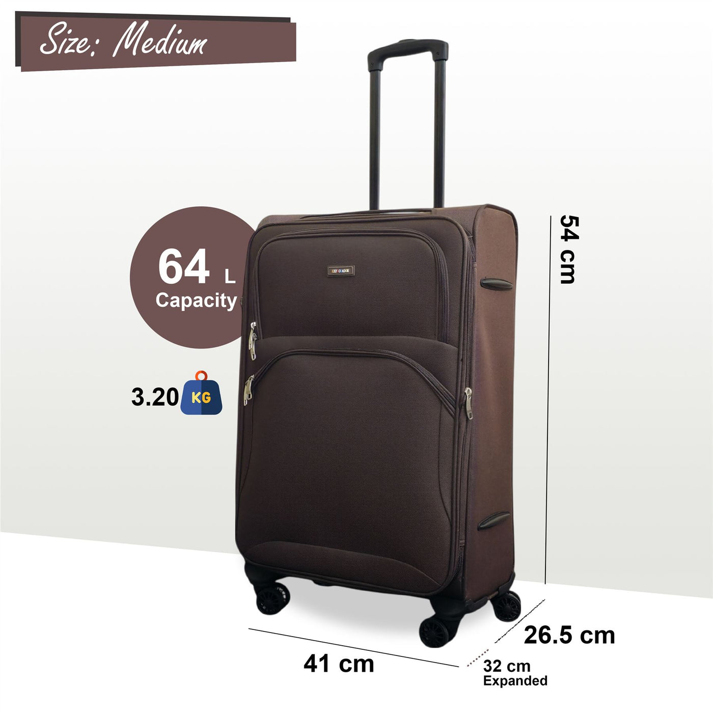 Expandable Soft 8 Wheel Lightweight Suitcase Luggage Travel Bags Set