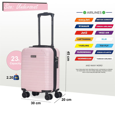 ABS Hardshell Underseat Cabin Suitcase 45 x 30 x 20 cm Luggage Suitable for Wizz Air