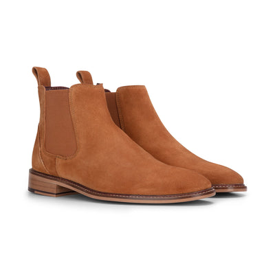 London Brogues Men's Tan Suede Leather Chelsea Boots