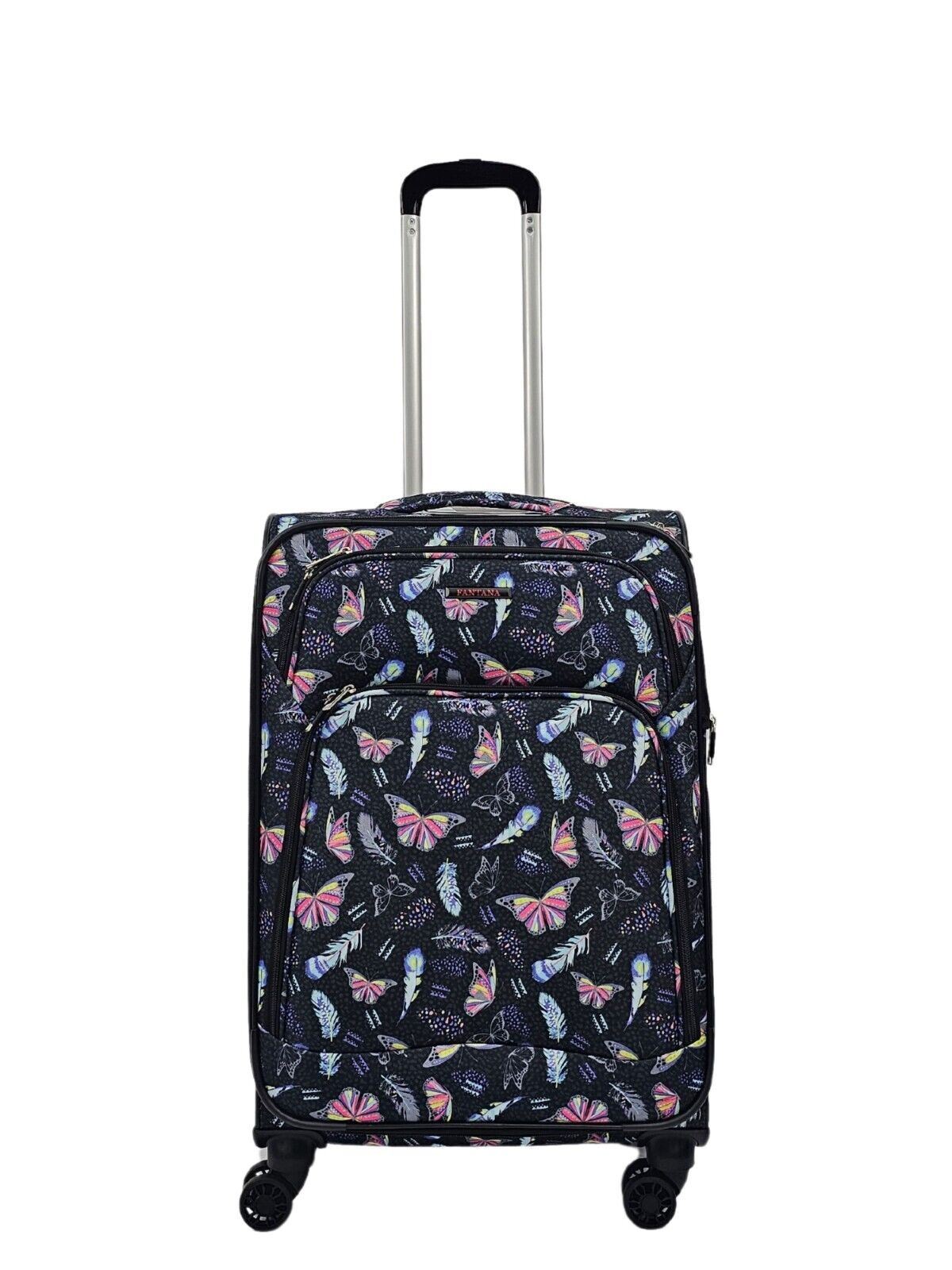 Lightweight Print Suitcases 8 Wheel Luggage Travel Soft Bags Set
