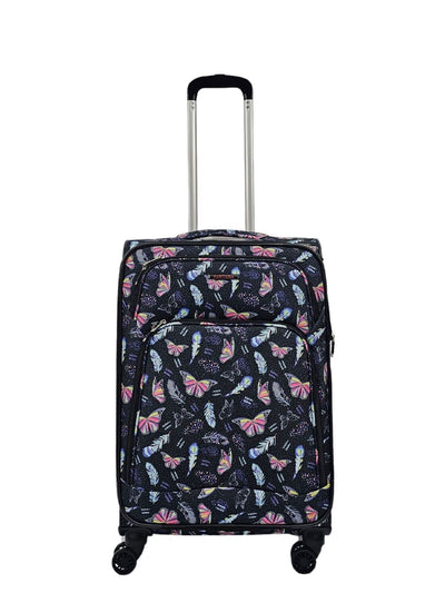Lightweight Print Suitcases 8 Wheel Luggage Travel Soft Bags Set