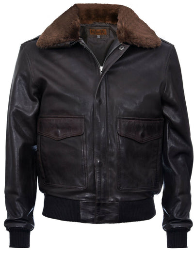 Men's Air Force A2 Brown Aviator Leather Bomber Jacket-Sao Paulo