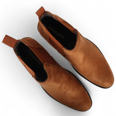 Men's Suede Chelsea Boots Real Leather Lined Slip-On