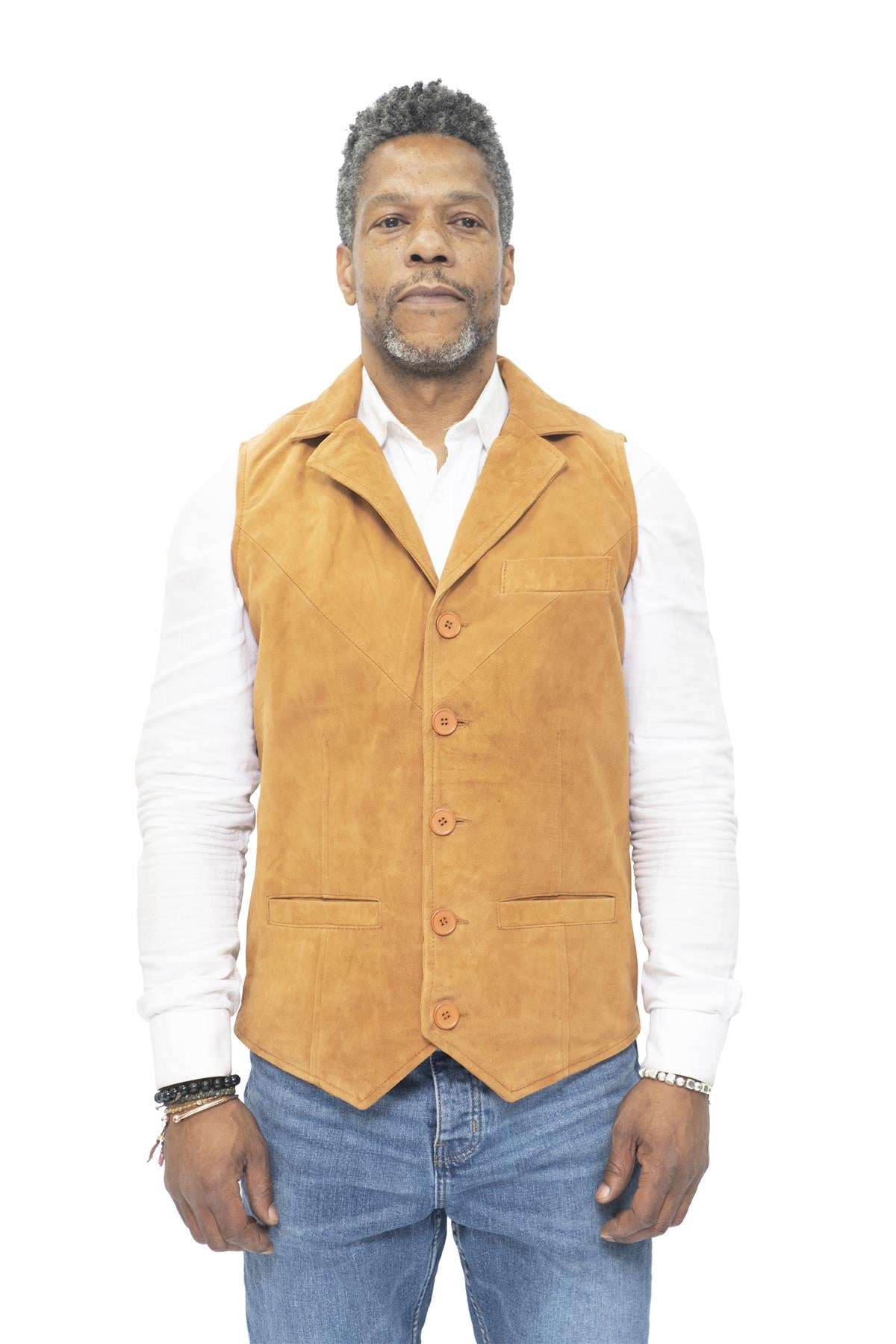 Mens Classic Smooth Goat Suede Leather Waistcoat-Exeter