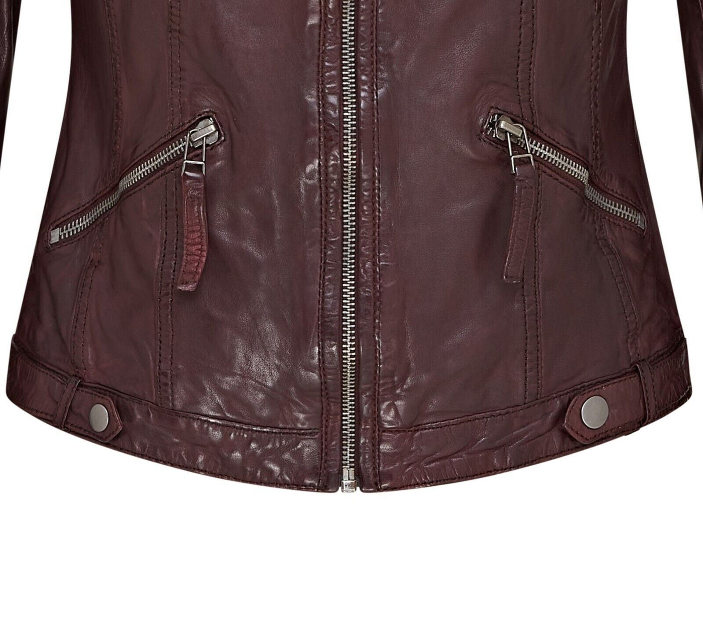 Womens Hooded Classic Biker Jacket - Brazzaville