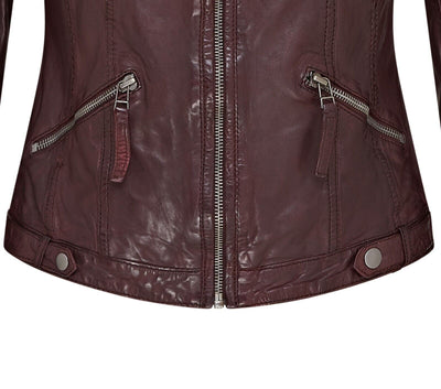 Womens Hooded Classic Biker Jacket - Brazzaville