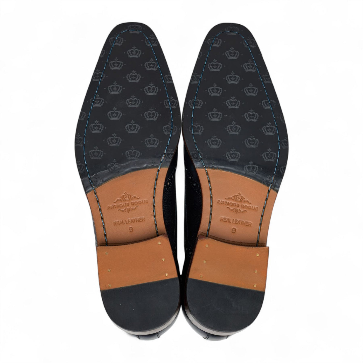 Antique Rogue Men’s Black Leather Oxford Derby Brogue - Luca