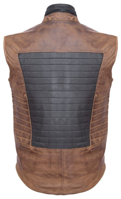 Mens Black/Brown Leather Gilet-Sheffield