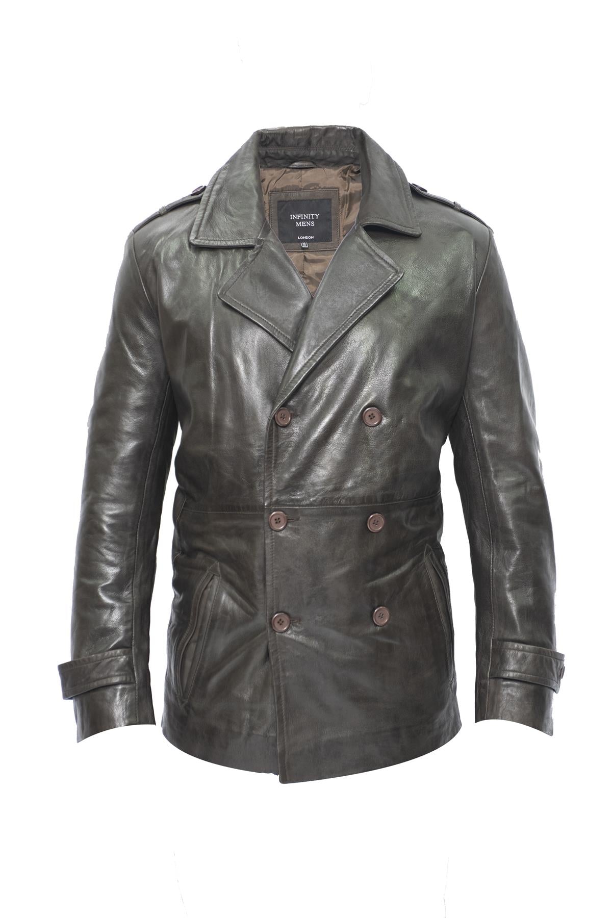 Mens Leather Peacoat-Amara