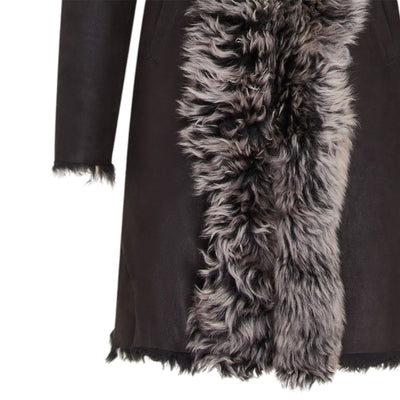 Womens Toscana Sheepskin Leather Hooded Trench Coat - Coast