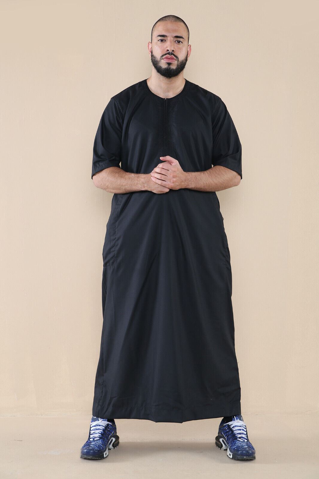 Mens Thobe Jubba Islamic Arab Moroccan Saudi Zipped Kaftan Arab Robe