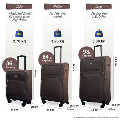 Expandable Soft 8 Wheel Lightweight Suitcase Luggage Travel Bags Set