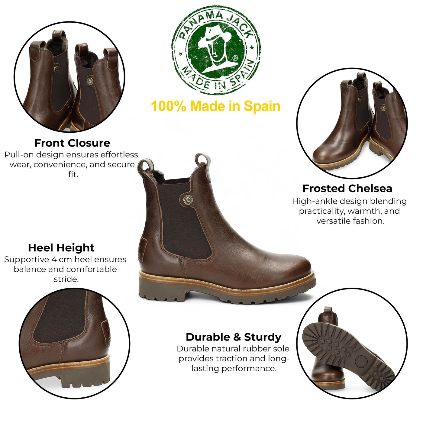 Panama Jack Women's Francesca B13 Brown Leather Chelsea Boots