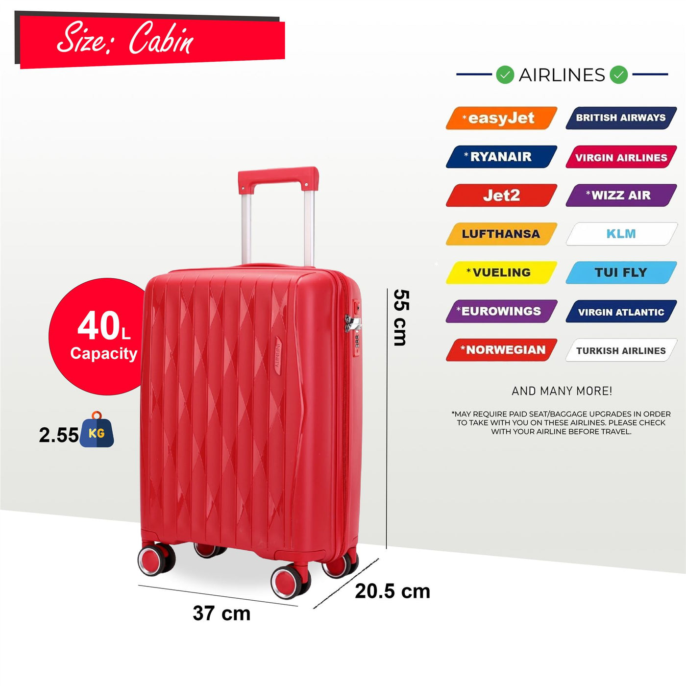 Hard Shell Suitcase Cabin TSA Luggage Travel Set