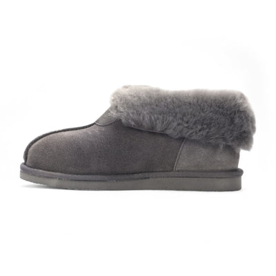 Women's Sheepskin Suede Ankle Grey Slip-On Bootie Winter - Glacier