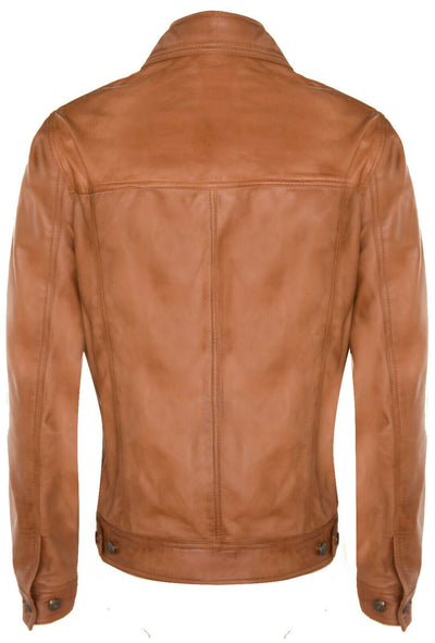 Men’s Retro Leather Trucker Jacket-Constantine